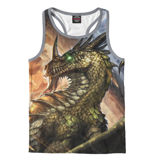 Мужская майка-борцовка с изображением Дракон цвета Белый