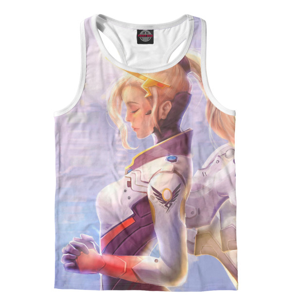 Мужская майка-борцовка с изображением Mercy цвета Белый