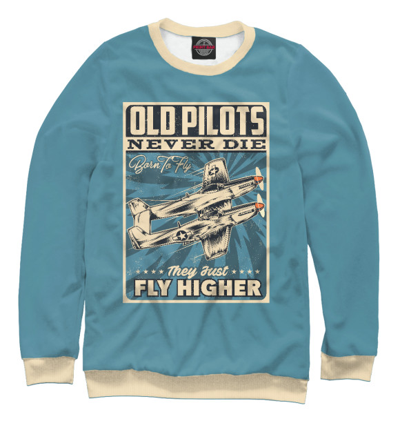 Мужской свитшот с изображением Old pilots цвета Белый