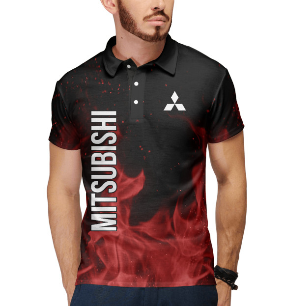 Мужское поло с изображением Mitsubishi red fire цвета Белый