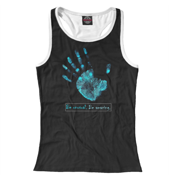 Женская майка-борцовка с изображением Будь необычным! цвета Белый