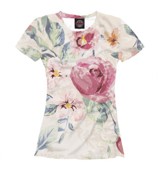 Женская футболка Крупные цветы