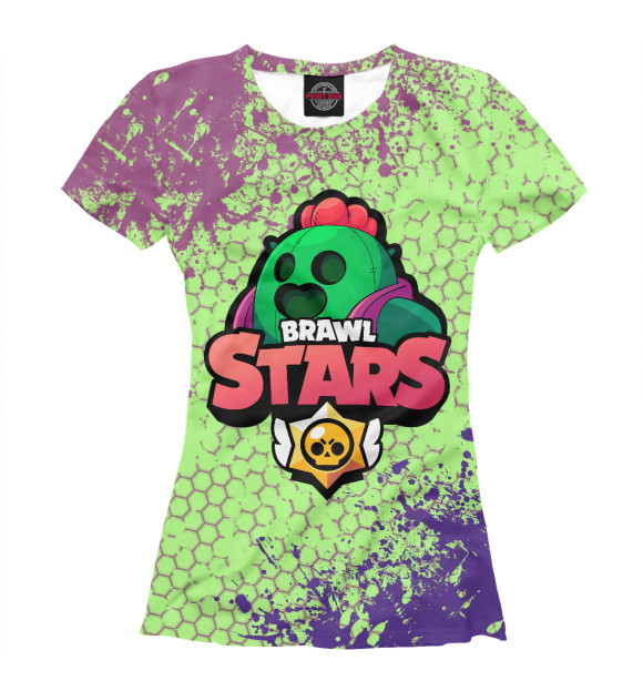 Женская футболка с изображением Brawl Stars Spike цвета Белый