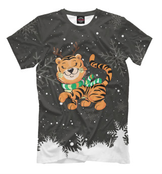 Мужская футболка Тигр с рожками оленя