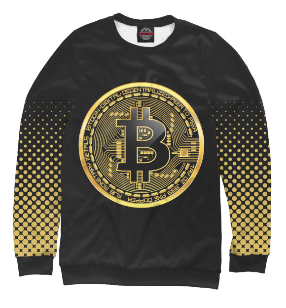 Свитшот для девочек с изображением Bitcoin цвета Белый