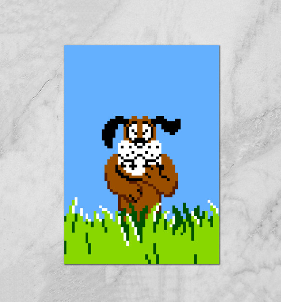 Плакат с притом Duck Hunt dog цвета Белый Плакат с изображением Duck Hunt dog цвета Белый