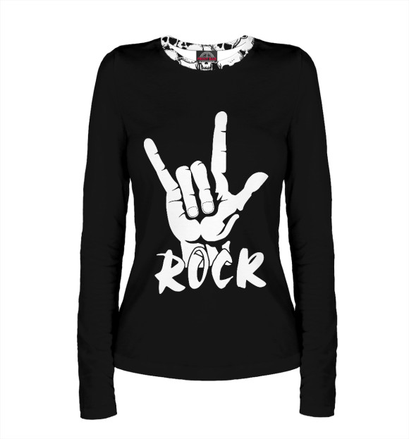 Женский лонгслив с изображением Rock цвета Белый