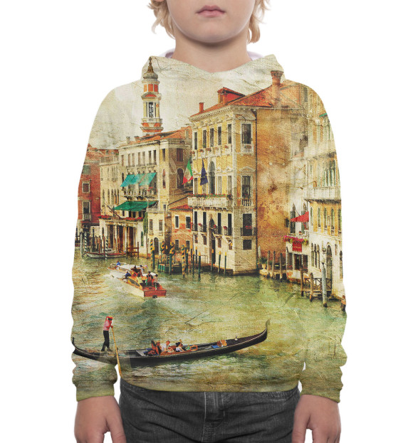 Худи для мальчика с изображением Венеция цвета Белый