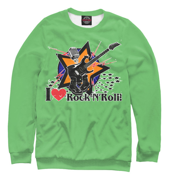 Свитшот для мальчиков с изображением I love Rock-n-nRoll цвета Белый
