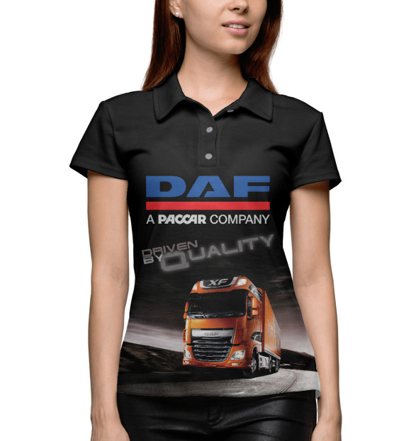 Женское поло с изображением DAF - Driven By Quality цвета Белый