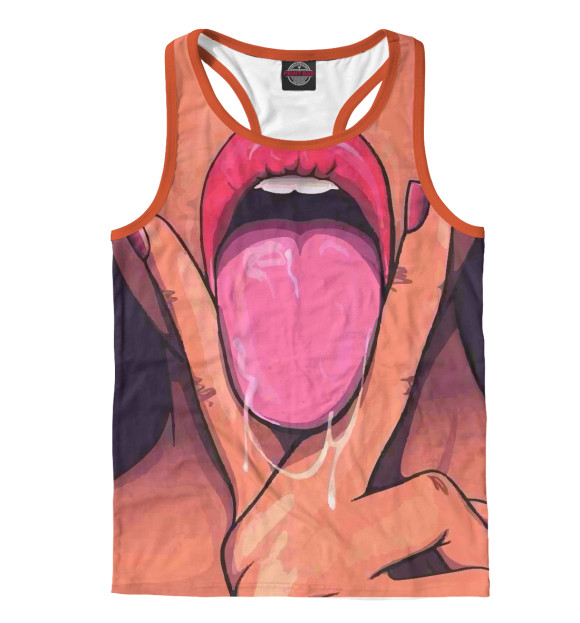 Мужская майка-борцовка с изображением Язык цвета Белый