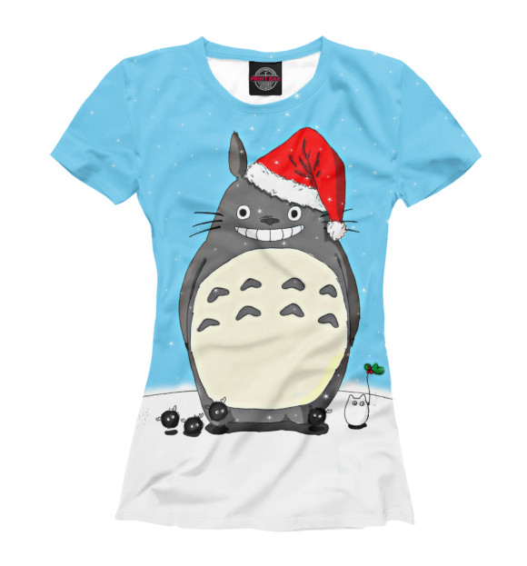 Женская футболка с изображением New Year Totoro цвета Белый