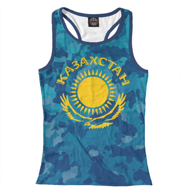 Женская майка-борцовка с изображением Казахстан цвета Р‘РµР»С‹Р№