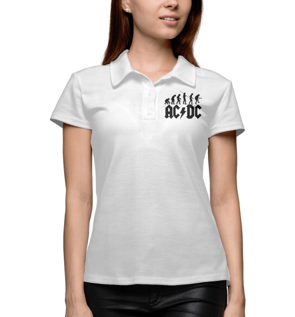 Женское поло с изображением AC/DC цвета Белый