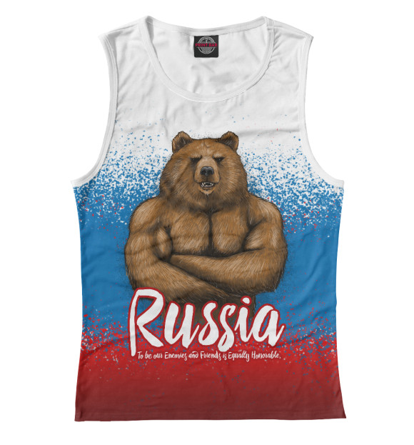 Майка для девочки с изображением Русский Мишка цвета Белый