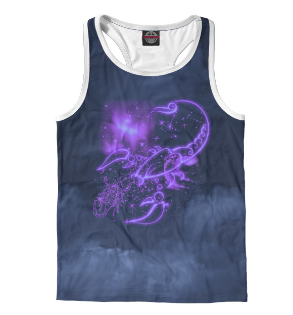 Мужская майка-борцовка с изображением Знаки зодиака-СКОРПИОН цвета Белый