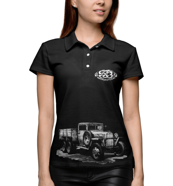 Женское поло с изображением ГАЗ-ААА-В цвета Белый