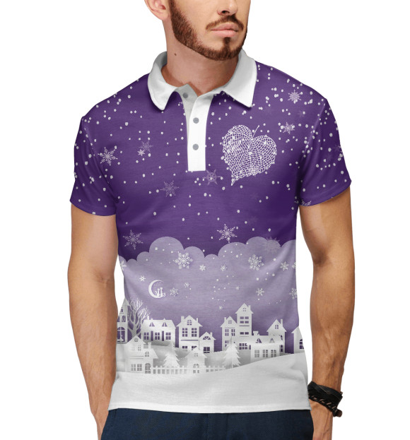 Мужское поло с изображением Сказ цвета Белый