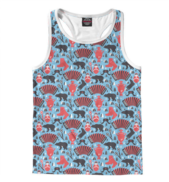 Мужская майка-борцовка с изображением Символика России цвета Белый