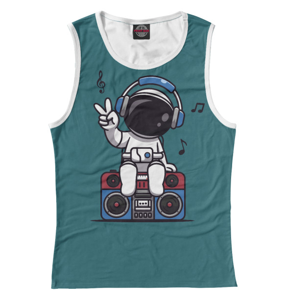 Майка для девочки с изображением Космический музыкант цвета Белый