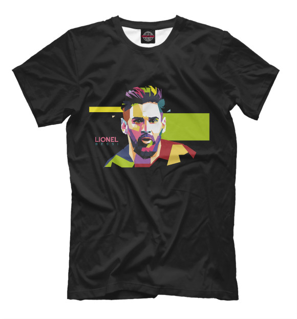 Мужская футболка с изображением Messi цвета Черный