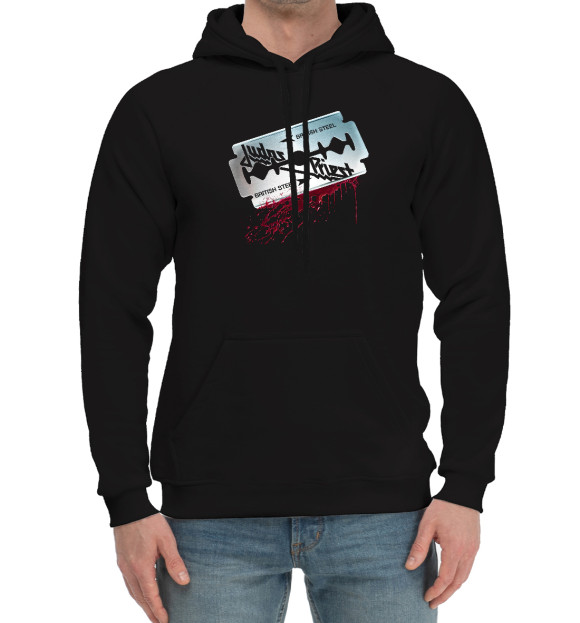 Мужской хлопковый худи с изображением Judaspriest цвета Черный