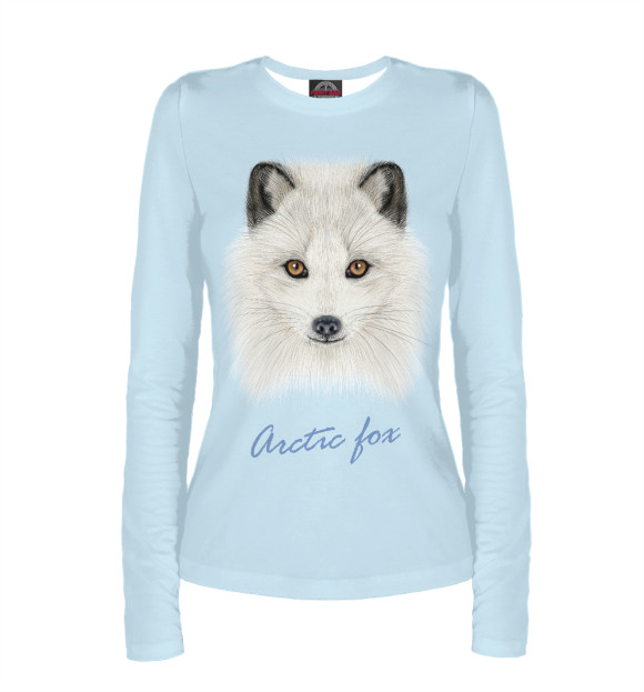 Женский лонгслив с притом Arctic fox цвета Белый Женский лонгслив с изображением Arctic fox цвета Белый