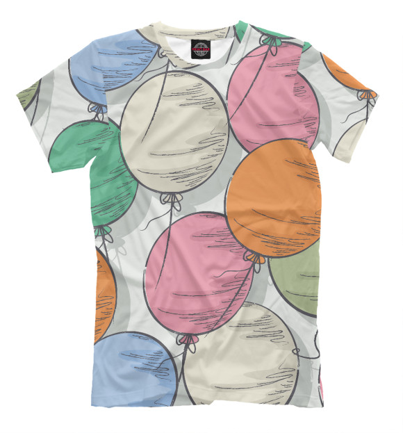 Мужская футболка с изображением Воздушные шарики цвета Молочно-белый