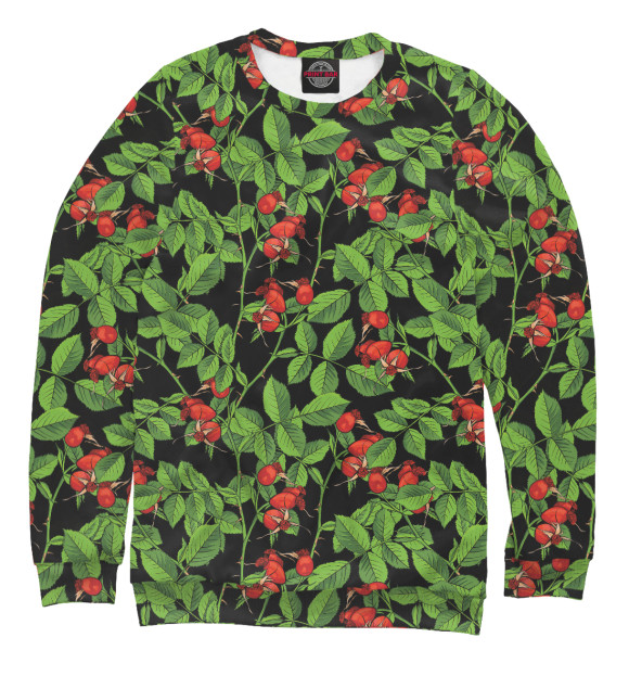 Мужской свитшот с изображением Шиповник цвета Белый