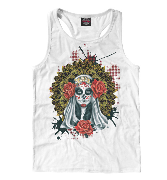 Мужская майка-борцовка с изображением Santa Muerte цвета Белый