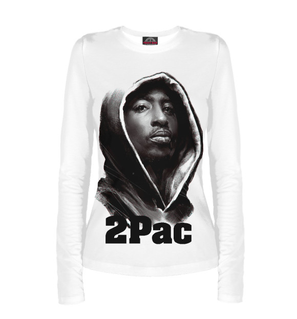 Женский лонгслив с изображением 2Pac цвета Белый