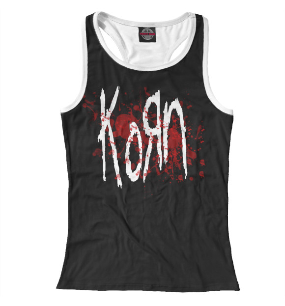 Женская майка-борцовка с изображением Korn цвета Белый
