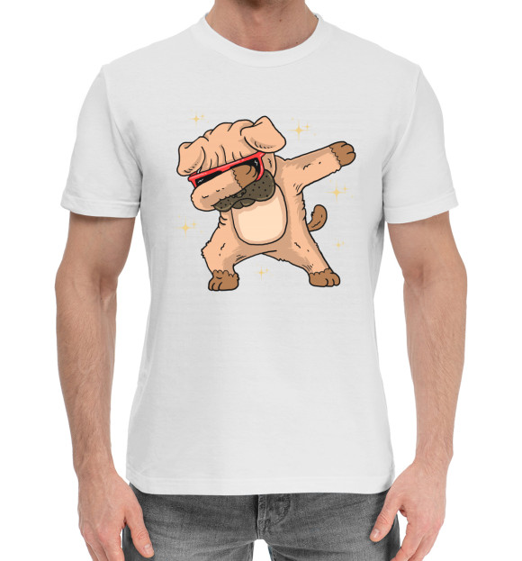 Мужская хлопковая футболка с изображением Собаки цвета Белый