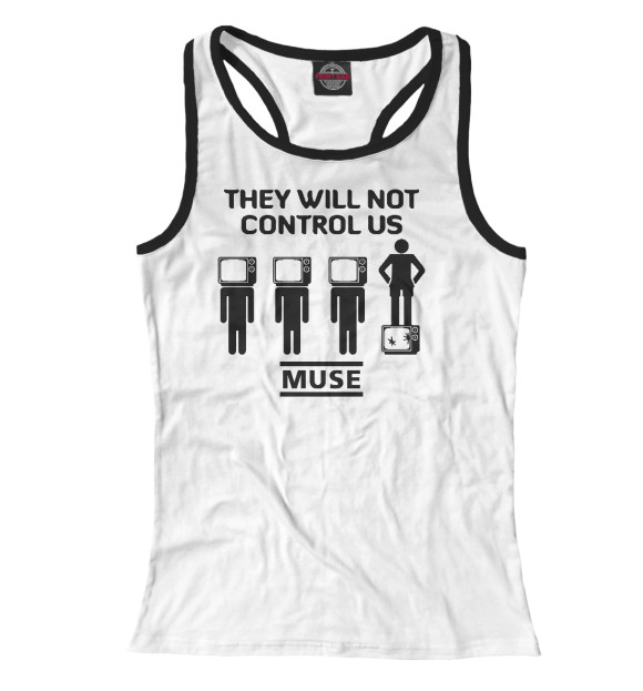 Женская майка-борцовка с притом Muse цвета Белый Женская майка-борцовка с изображением Muse цвета Белый