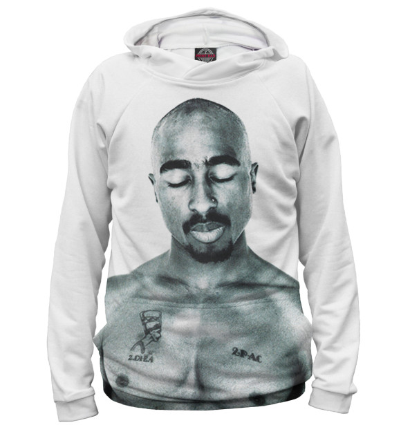 Мужское худи с изображением 2Pac цвета Белый