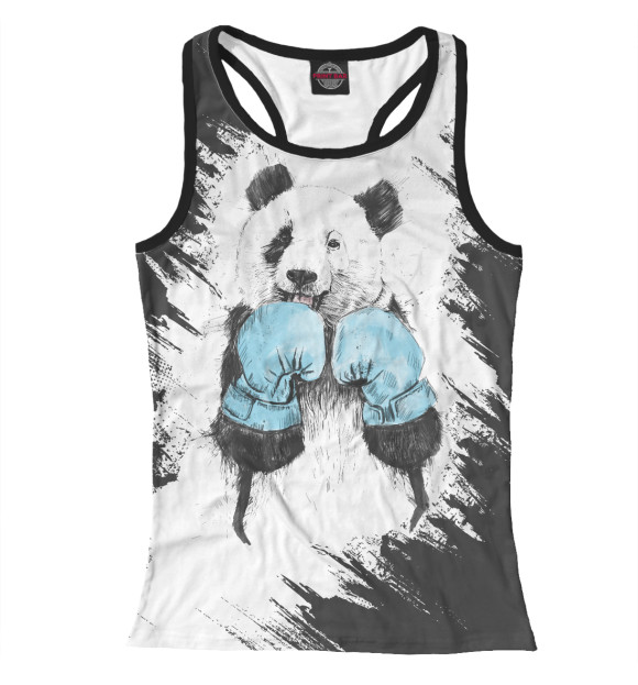 Женская майка-борцовка с изображением Panda boxer цвета Белый