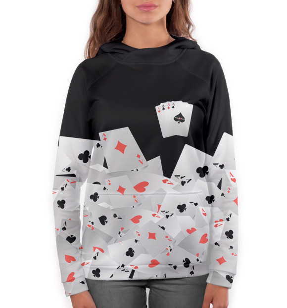 Женское худи с изображением Покер цвета Белый