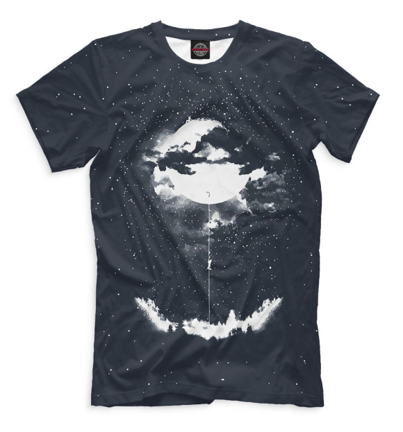 Мужская футболка с изображением На Луну цвета Черный