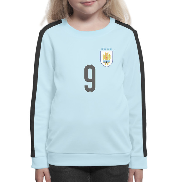 Свитшот для девочек с изображением Сборная Уругвая – Суарез цвета Белый