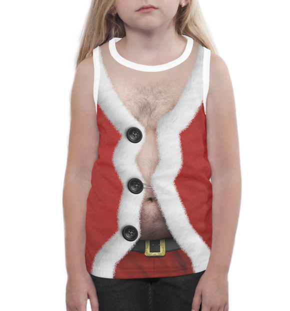 Майка для девочки с изображением Санта цвета Белый