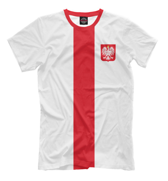 Мужская футболка с изображением Польша цвета Молочно-белый