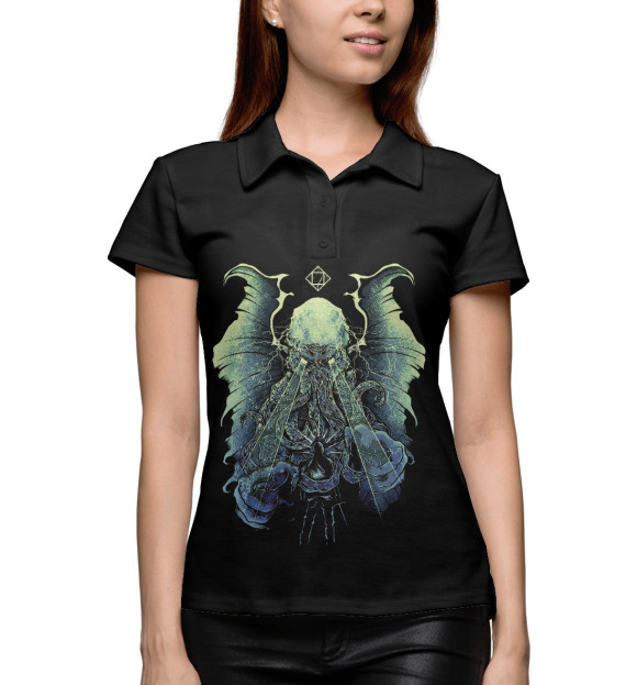 Женское поло с изображением Cthulhu цвета Белый