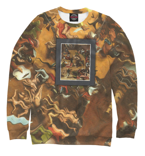 Мужской свитшот с изображением Кошмарные миры Босха цвета Белый