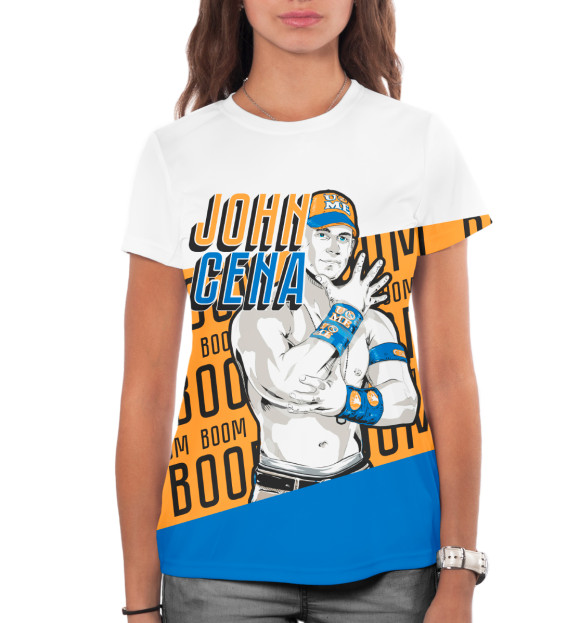 Женская футболка с изображением Джон Сина цвета Белый