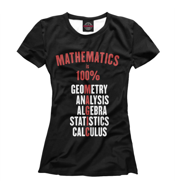 Женская футболка с изображением Математика это 100% магия! цвета Белый