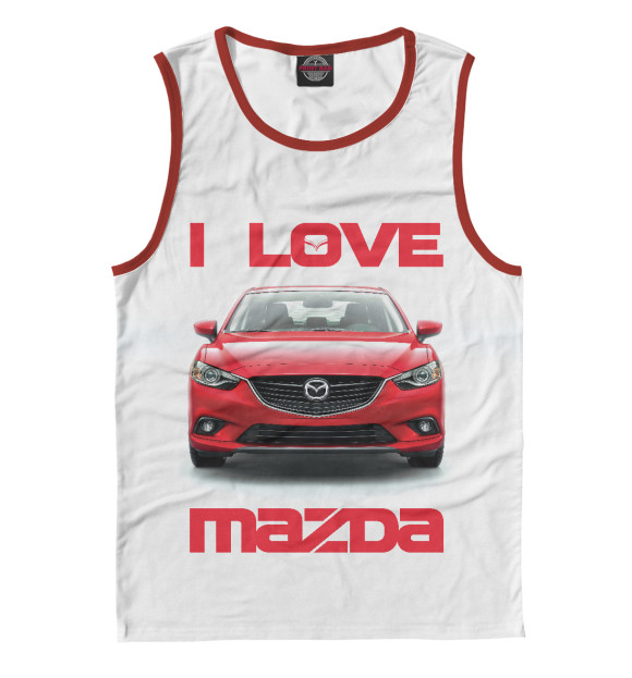 Мужская майка с изображением I love MAZDA цвета Белый