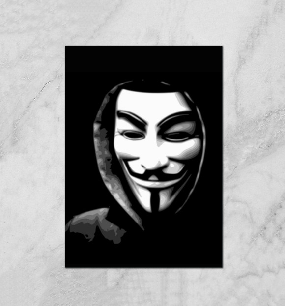 Плакат с изображением Анонимус цвета Белый