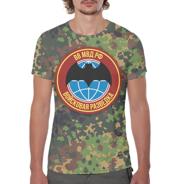 Мужская футболка с изображением Войсковая разведка цвета Белый