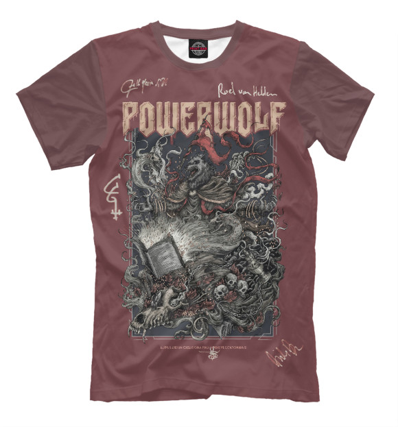 Футболка для мальчиков с изображением Powerwolf автографы цвета Белый