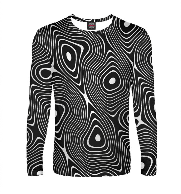 Мужской лонгслив с изображением Waves pattern / Abstraction цвета Белый